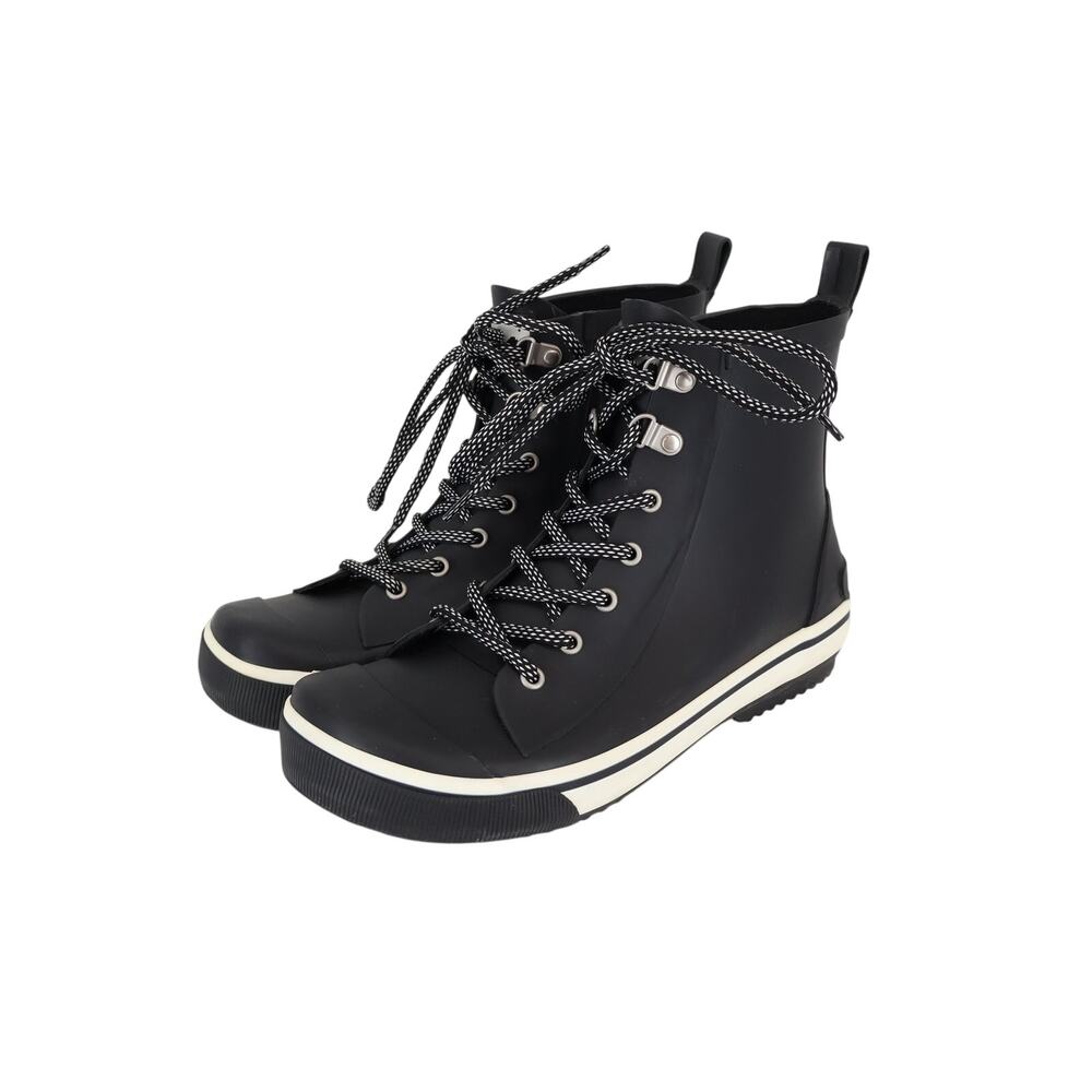 Rocket Dog Women's Rainy Rubber Lace-Up Sporty Black Rain Boots Size 8.5
